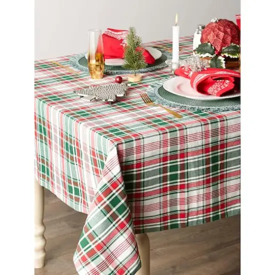 DII&reg; 52" Yuletide Plaid Tablecloth {7}