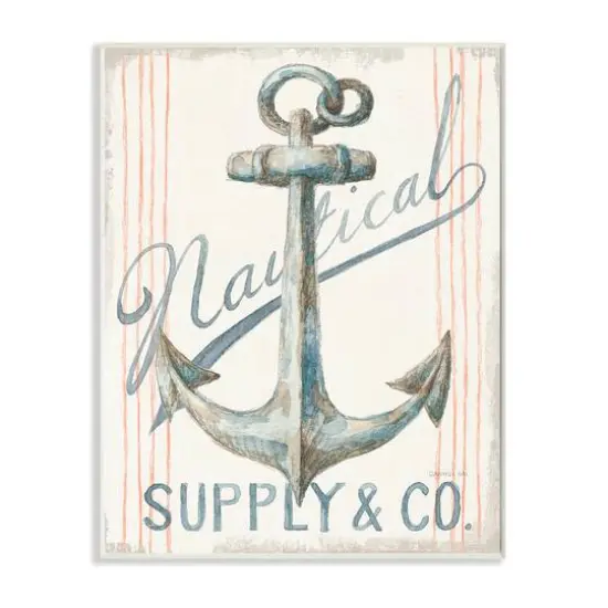 Stupell Industries Nautical Boat Anchor Watercolor Wall Plaque {1}