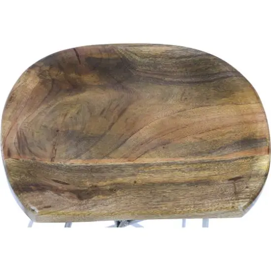30" Light Brown Mango Wood & Metal Contemporary Bar Stool {3}