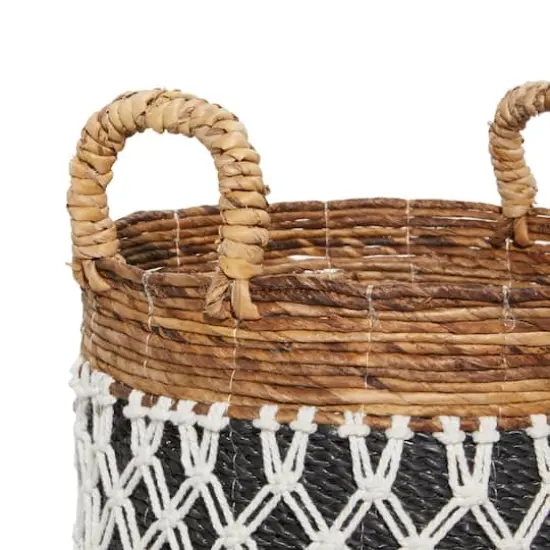 Black Banana Leaf Bohemian Storage Basket Set {4}