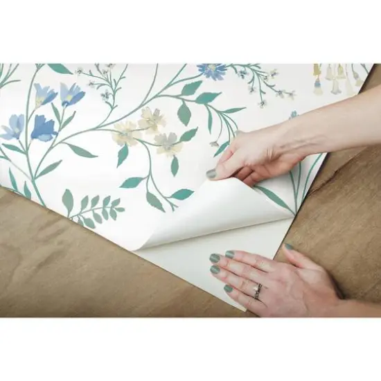 RoomMates Meadow Mix Peel & Stick Wallpaper White/Blue {10}