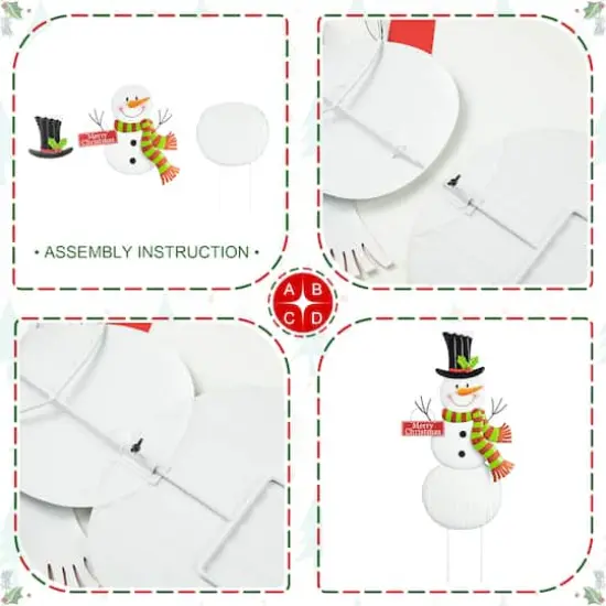 Glitzhome&reg; 40" Metal Snowman Yard Stake {7}