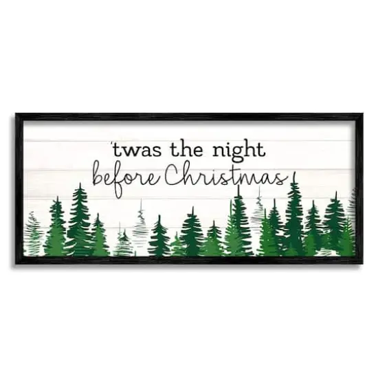 Stupell Industries Night Before Christmas Trees Framed Gicl&eacute;e Art Green and White with Black Frame {1}