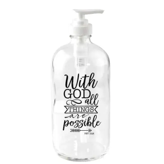 With God All Things Glass Soap Dispenser {1}