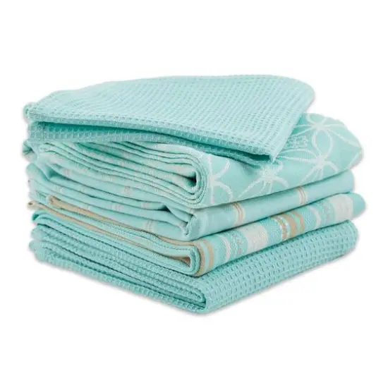 DII&reg; Dish Towel & Dishcloth Set Aqua {5}