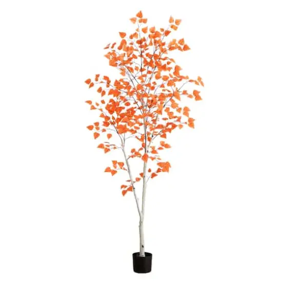 7ft. Autumn Paper Birch Artificial Fall Tree {1}