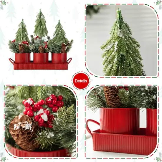 Glitzhome&reg; 21" Christmas Metal Potted Triple Trees Centerpiece {7}