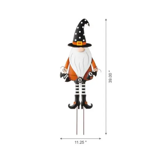 Glitzhome&reg; 36" Metal Halloween Gnome Yard Stake {4}