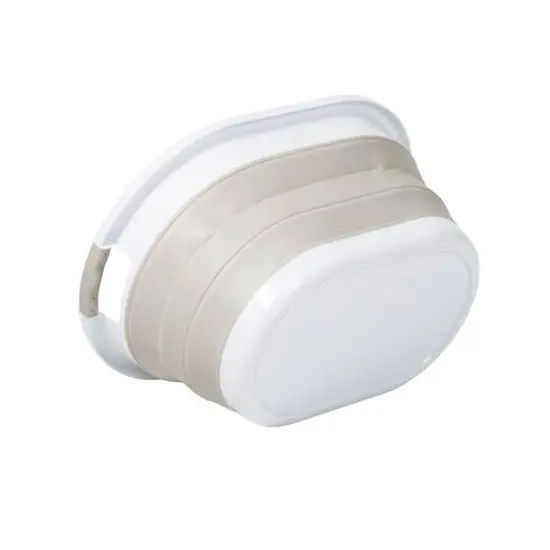 Honey Can Do 24" Collapsible Rubber Laundry Basket Set Warm Gray and White {8}