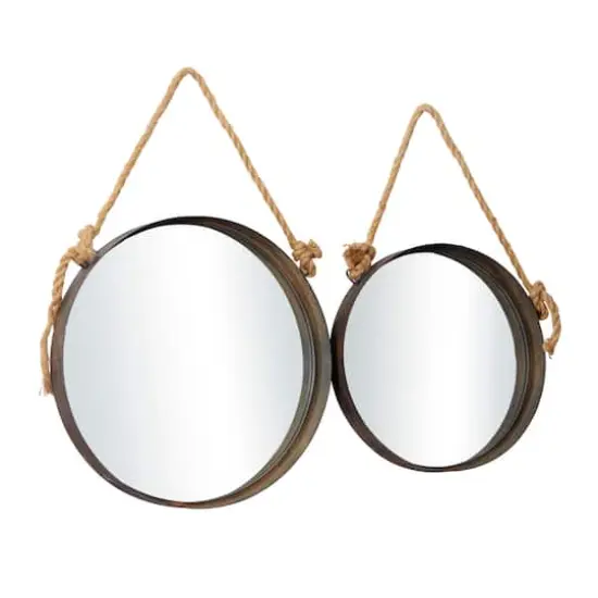 Brown Metal Industrial Hanging Wall Mirrors, 2ct. {3}