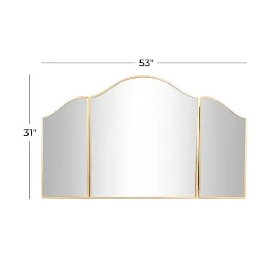 31'' Gold Traditional Metal Trifold Wall Mirror {7}