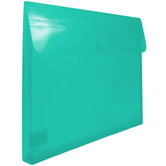 JAM Paper 8.625" x 11.5" Teal Plastic Expansion Hook & Loop Closure Envelopes, 12ct. {4}