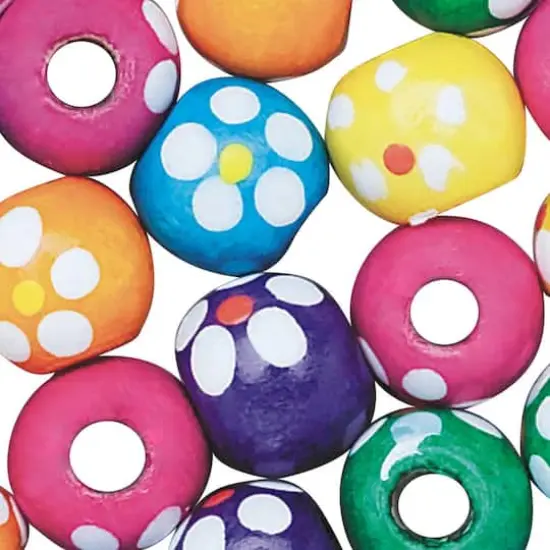 S&S&reg; Worldwide Colorful Flower Wooden Beads, 9mm {1}