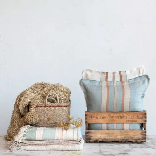 Hello Honey&reg; 6ft. Striped Linen & Cotton Fringed Table Runner {3}