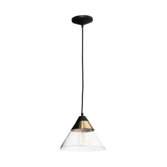 Hello Honey&reg; Robert Stevenson Lighting Theo 10" Matte Black & Brushed Metal Ceiling Light Black/Brass {8}