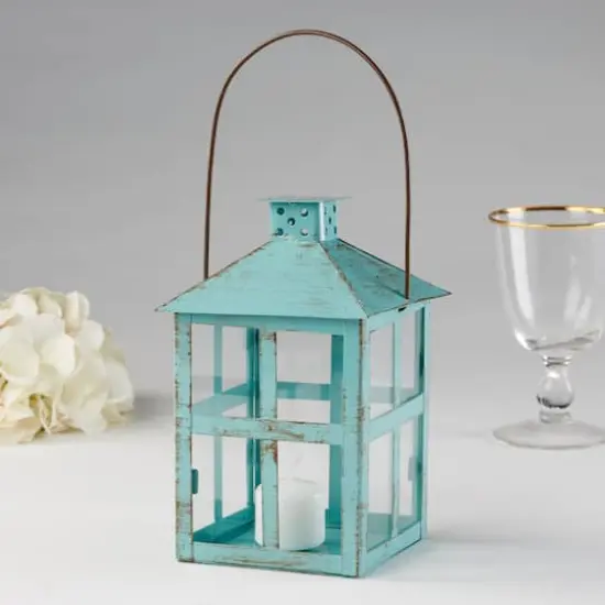 Kate Aspen&reg; 8" Blue Distressed Lantern {4}