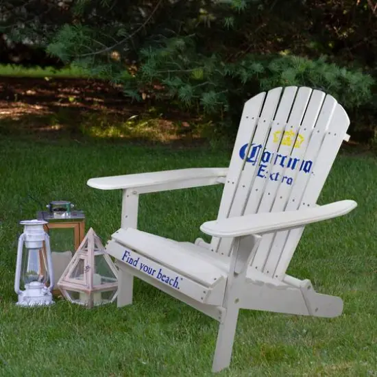 36" White Corona Classic Folding Wooden Adirondack Chair {3}