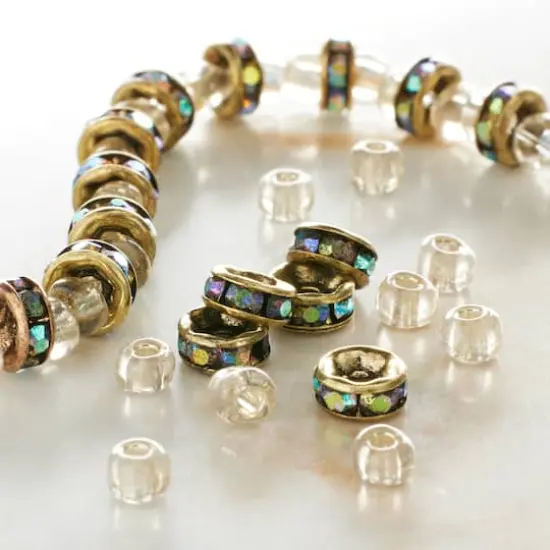 Metal Rhinestone Aurora Borealis Rondelle Beads, 6mm by Bead Landing&trade; {3}