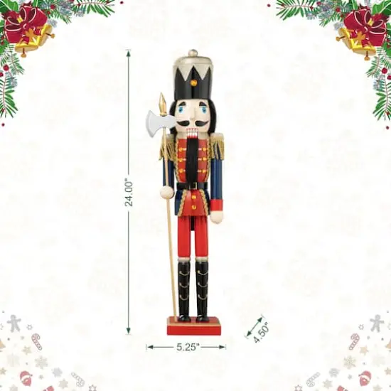 Glitzhome&reg; 24" Wooden Christmas Soldier Nutcracker {9}