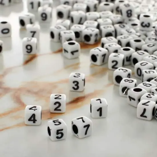 White Number Acrylic Cube Beads, 5.5mm by Bead Landing&trade; {4}