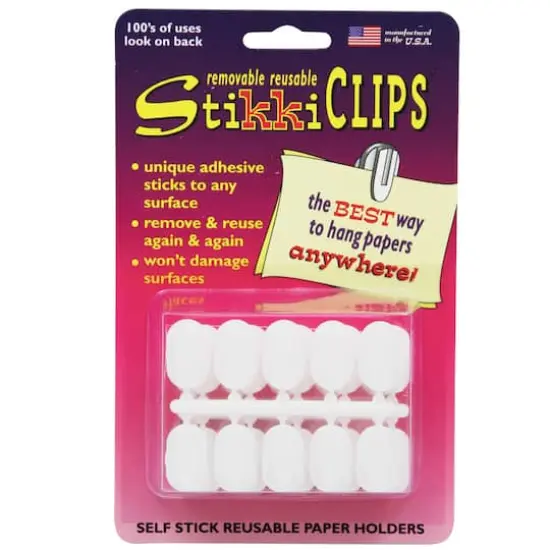 StikkiCLIPS&trade; White Adhesive Clips, 3 Packs of 30 {3}
