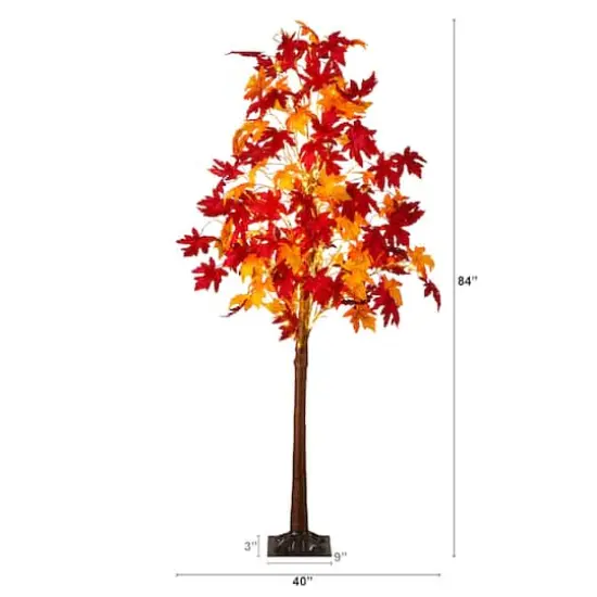 7ft. Pre-Lit Autumn Weeping Maple Artificial Fall Tree with 450 Warm White LED Lights {3}