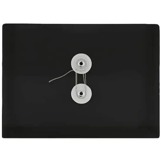 JAM Paper 5.25" x 7.5" Booklet Plastic Envelopes with Button and String Closure, 24ct. Black {4}