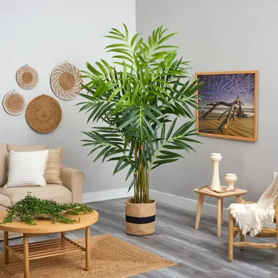 8ft. King Palm Artificial Tree in Handmade Natural Jute and Cotton Planter {5}