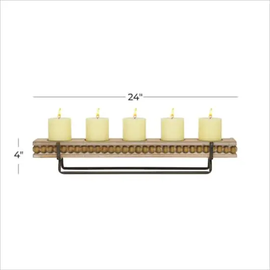 24" Brown Wood Natural Candlestick Holder {12}