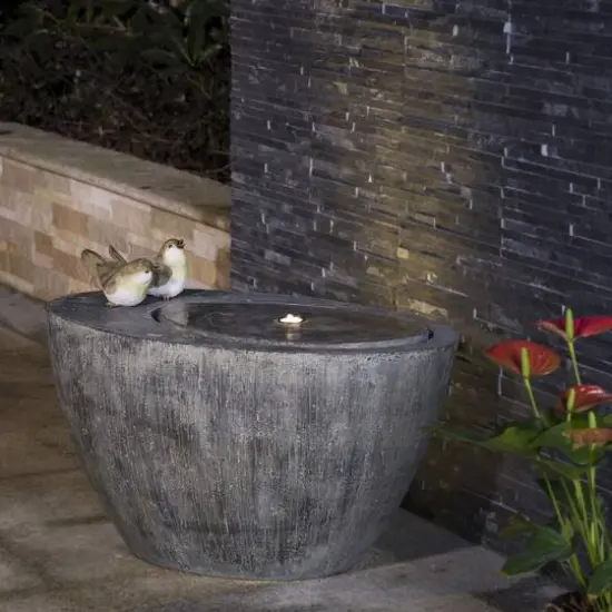 Glitzhome&reg; 25" Polyresin Spring Birds Outdoor Fountain with LED Light {3}