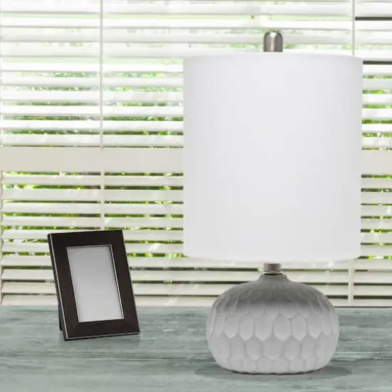Lalia Home 19" Concrete Thumbprint Table Lamp with White Fabric Shade {5}