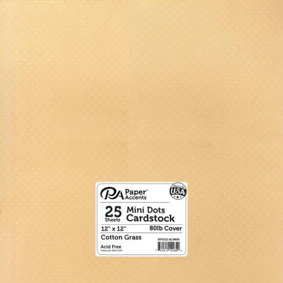 PA Paper&trade; Accents 12" x 12" 80lb. Mini Dot Cardstock, 25 Sheets Cotton Grass {1}
