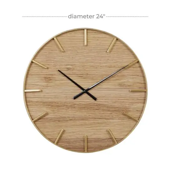 Brown Rustic Wood Wall Clock, 24" x 24" {8}