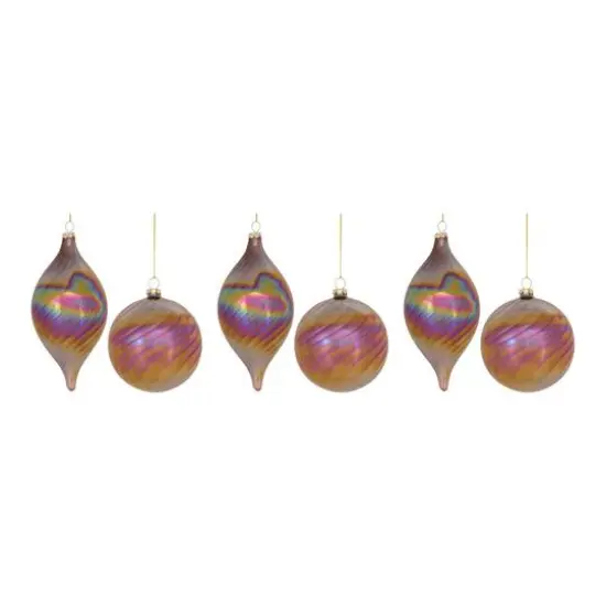 6ct. Iridescent Glass Swirl Ornaments {6}