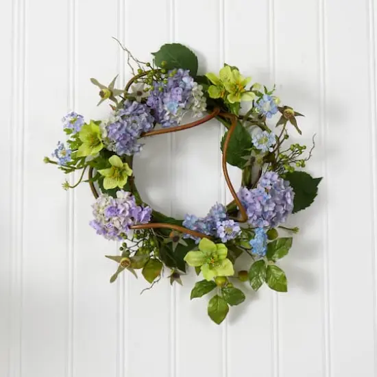 20" Blue Hydrangea Wreath {3}