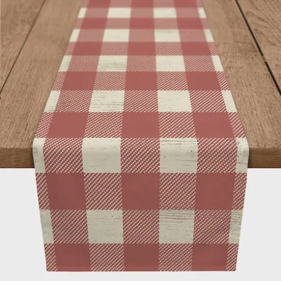 72" Red Buffalo Check Cotton Twill Runner {1}