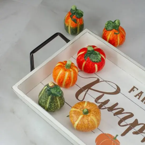 Fall Harvest Ceramic Pumpkins Decoration Set {3}