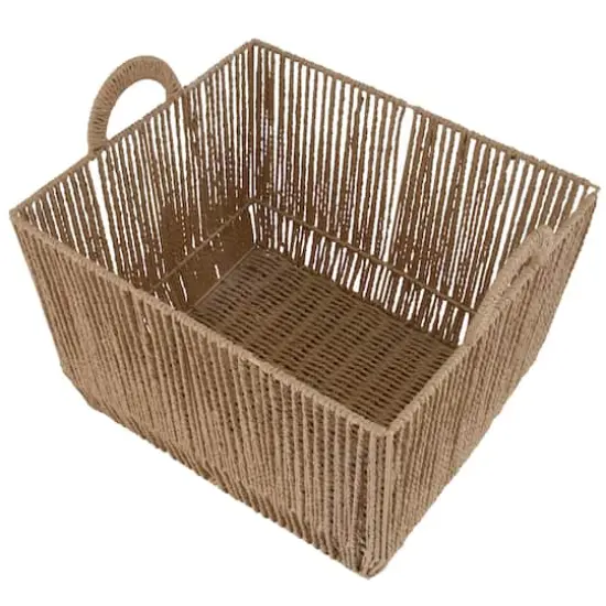 Simplify Small Vertical Weave Storage Basket with Round Handles {5}