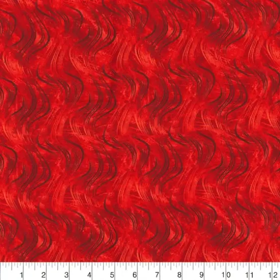 Fabric Traditions Red Brush Waves Blender Cotton Fabric {3}