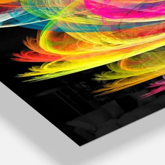 Designart Colorful Thick Strokes In Black Wall Clock {4}