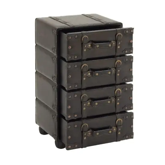 28" Black Faux Leather Traditional Chest {5}