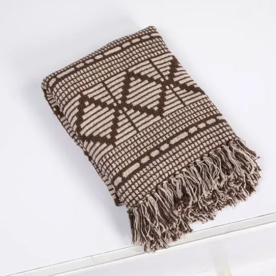 Hello Honey&reg; Brown & Beige Diamond Soft Recycled Cotton Blend Throw {8}
