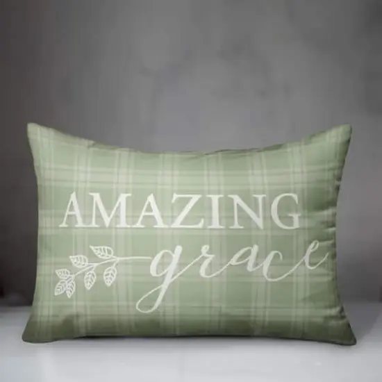Amazing Grace Green Pillow 14" x 20" Throw Pillow {4}