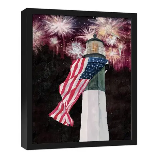 Patriotic Lighthouse Black Framed Canvas {3}