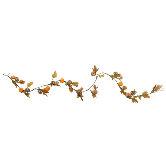 4.75ft. Autumn Pumpkin & Fall Leaves Thanksgiving Garland {1}