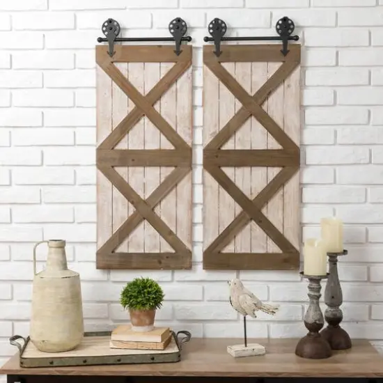 Glitzhome&reg; 35.25" Farmhouse Wooden Barn Door {5}