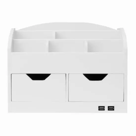 American Art D&eacute;cor&trade; White Space Saving Desk Organizer with USB Port {7}
