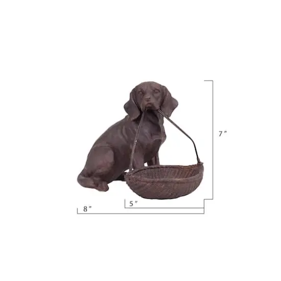 Hello Honey&reg; Resin Sitting Dog Holding Basket {3}