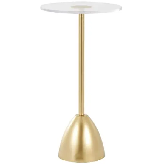 25.5" Gold Metal Pedestal Accent Table {1}