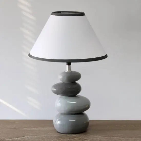 Simple Designs 17.5" Ceramic Stone Table Lamp Shades of Gray {5}